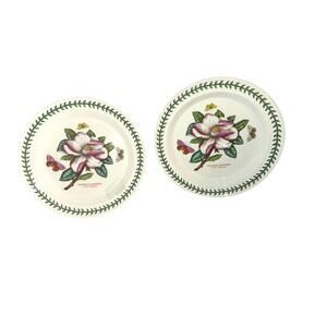 pair Portmeirion The Botanical Garden 10 1/2 in dinner plates - Asiatic magnolia